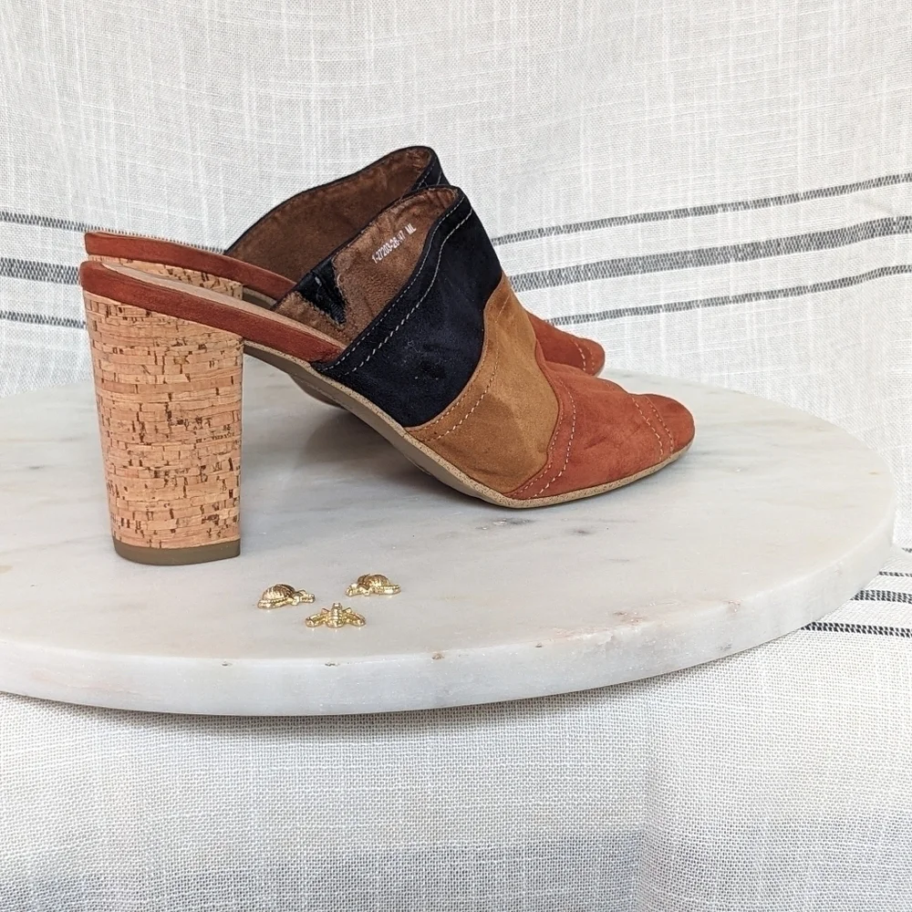 Tamaris Suede Colorblock‎ Slip-On Cork Heels